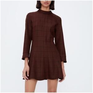 Zara Red & Black High Neck Plaid A-Line Mini Dress Women‎ XS Skater Girl Preppy